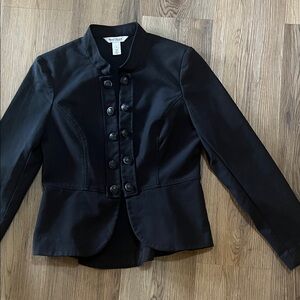 White House Black Market Black Double-Button Military Blazer size 4